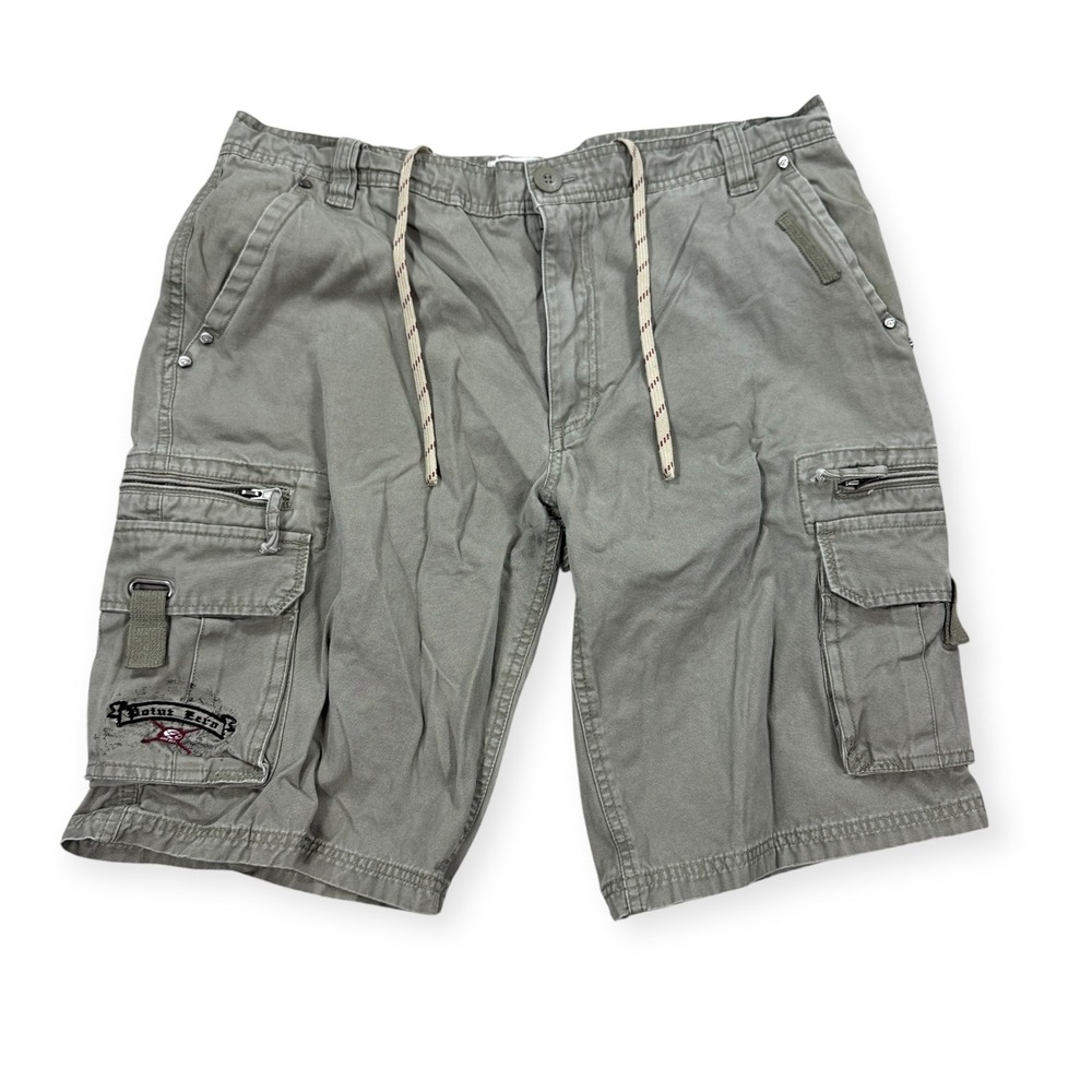 Point Zero Cargo Shorts Men's 36 Army Green Baggy Relaxed Fit Cotton Y2K